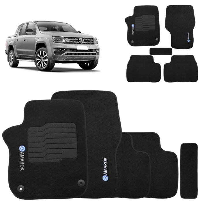 Jogo de Tapete Carpete Amarok 2010 a 2025 Preto Com Trava Jogo de Tapete Carpete Amarok 2010 a 2025 Preto Com Trava
