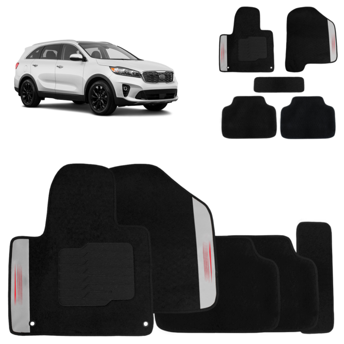 Jogo de Tapete Carpete Sorento 2014 a 2020 Preto 5 Peças Jogo de Tapete Carpete Sorento 2014 a 2020 Preto 5 Peças