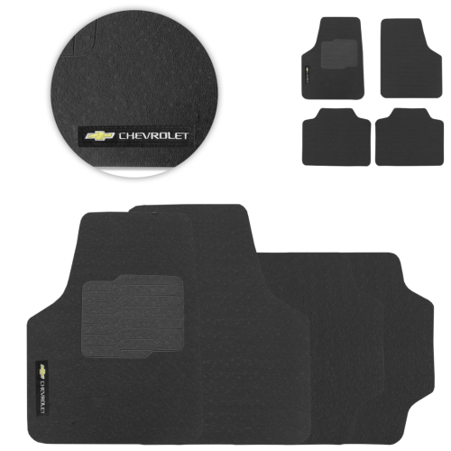 Tapete de Borracha Universal Chevrolet Preto PVC 4 Peças